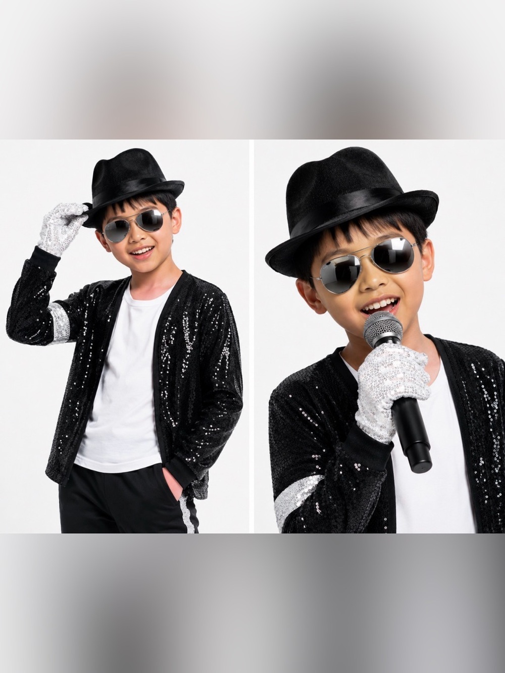 🎤 🎶 Michael Jackson 'Billie Jean' Sequins - Full Costume - Kids size 8-10 yrs 😎 - Picture 15 of 16